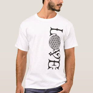 Bloem van het tattoo met een laag levensteken zwar t-shirt
