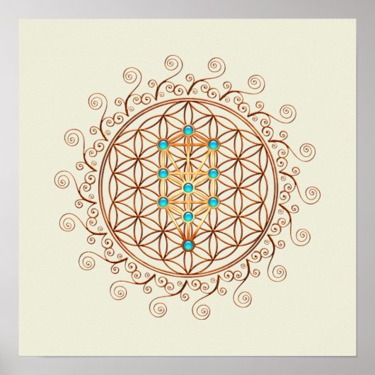 Bloem van leven, boom van leven, Kabbalah, Sephiro Poster (Voorkant)