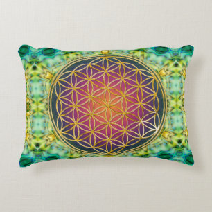Bloem Van Leven - goud - fractal 2 Decoratief Kussen
