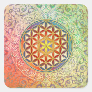 Bloem van leven - Ornament I Vierkante Sticker