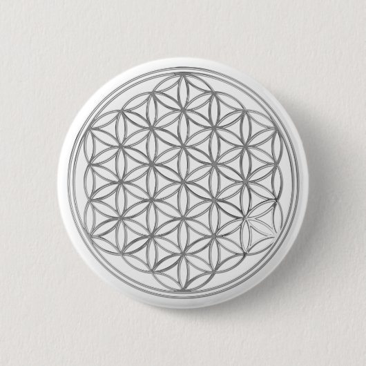 Bloem van levend/zilver ronde button 5,7 cm (Voorkant)