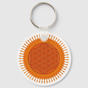 Bloem van levend/zonnig ontwerp sleutelhanger