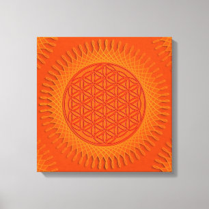 Bloem van levende dieren - zon - naadloos patroon  canvas afdruk