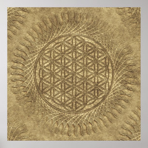 Bloem van levende dieren - zon - naadloos patroon poster