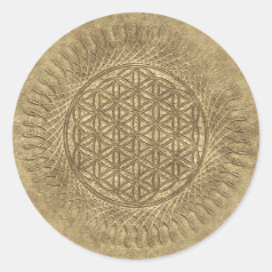 Bloem van levende dieren - zon - naadloos patroon ronde sticker