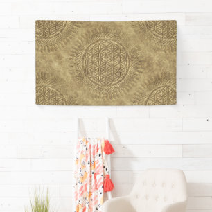 Bloem van levende dieren - zon - naadloos patroon  spandoek