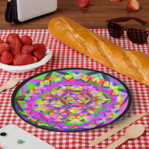 Bloem van levende regenboogpapier Borden Papieren Bordje