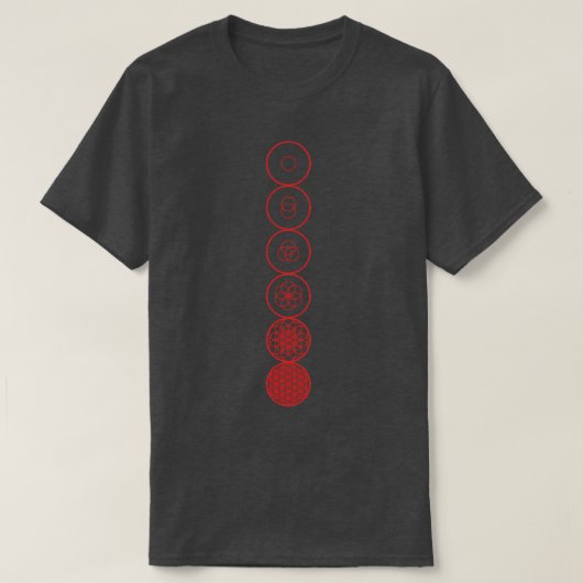 Bloem van levensontwikkeling Geometrie rood T-shirt (Design voorkant)