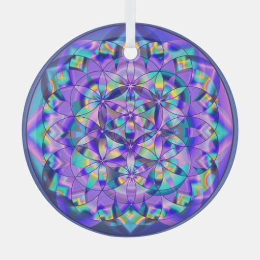 Bloem van Life Blue~ Glas Ornament (Voorkant)
