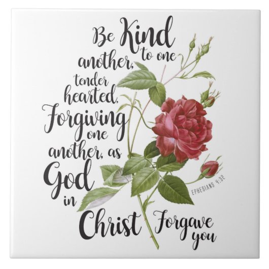  bloem van Roos, geïllustreerd met bijbel vers Tegeltje (Voorkant)