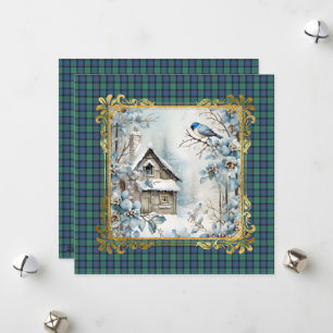 Bloem van Schotland Schotse Tartan Kerstmis Feestdagenkaart
