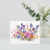 Bloem van vlinderbloempatroon briefkaart (Staand voorkant)