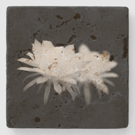 Bloem van zwarte en witte cactus stenen onderzetter