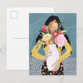 Bloem Vase Girl Briefkaart (Voorkant / Achterkant)