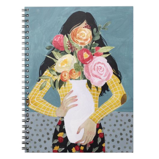 Bloem Vase Girl Notitieboek (Voorkant)