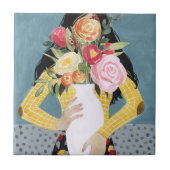 Bloem Vase Girl Tegeltje (Voorkant)