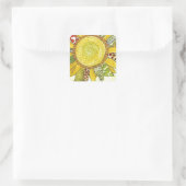 bloem vierkante sticker (Tas)