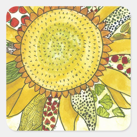 bloem vierkante sticker (Voorkant)