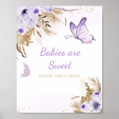 Bloem Vlinder Baby Shower Baby's zijn Lief Bord Poster (Voorkant)