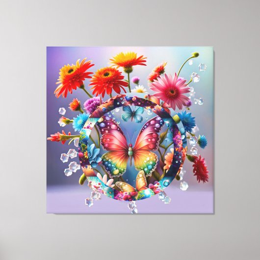 Bloem Vlinder Canvas Afdruk (Voorkant)