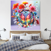Bloem Vlinder Canvas Afdruk (Insitu (Slaapkamer))
