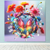 Bloem Vlinder Canvas Afdruk (Insitu (Houten vloer))
