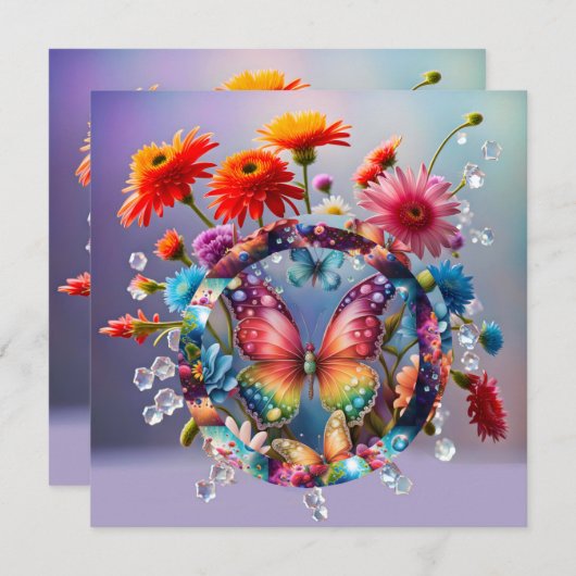 Bloem Vlinder Feestdagenkaart (Voorkant / Achterkant)