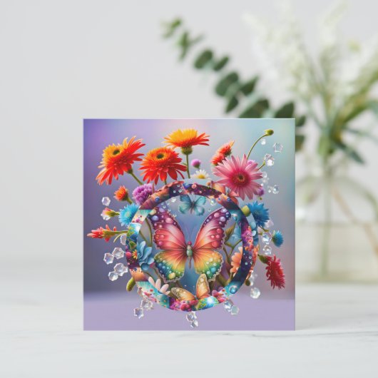 Bloem Vlinder Feestdagenkaart (Staand voorkant)