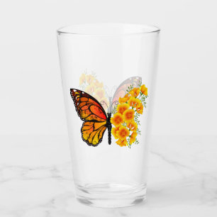 Bloem Vlinder met Gele California Klaproos Glas