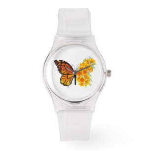 Bloem Vlinder met Gele California Klaproos Horloge