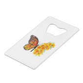 Bloem Vlinder met Gele California Klaproos Kredietkaart Flessenopener (Voorkant Gekanteld)