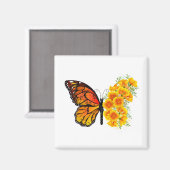 Bloem Vlinder met Gele California Klaproos Magneet (Voorkant / Achterkant)