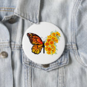 Bloem Vlinder met Gele California Klaproos Ronde Button 4,0 Cm (In situ)