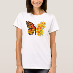 Bloem Vlinder met Gele California Klaproos T-shirt