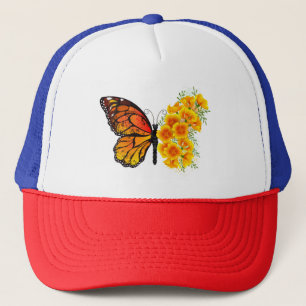 Bloem Vlinder met Gele California Klaproos Trucker Pet