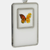 Bloem Vlinder met Gele California Klaproos Verzilverd Kader Ornament (Rechts)