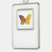 Bloem Vlinder met Gele California Klaproos Verzilverd Kader Ornament (Links)