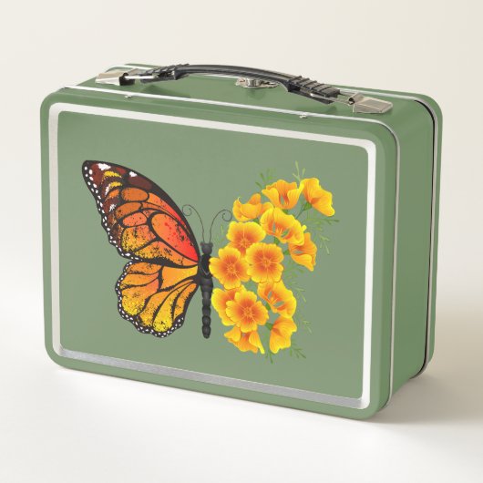 Bloem vlinder met gele Californische pap (Achterkant)