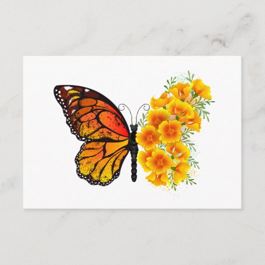 Bloem vlinder met gele Californische pap Advieskaart (Voorkant)