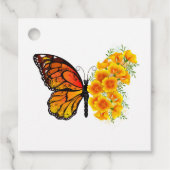 Bloem vlinder met gele Californische pap Bedankjes Labels (Voorkant)