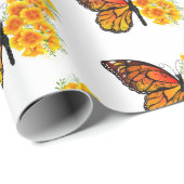 Bloem vlinder met gele Californische pap Cadeaupapier (Rol Hoek)