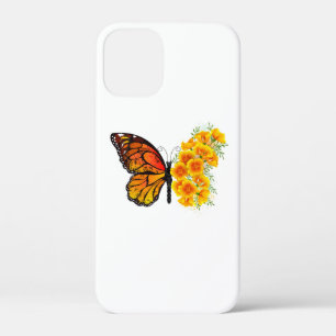 Bloem vlinder met gele Californische pap iPhone 12 Mini Hoesje