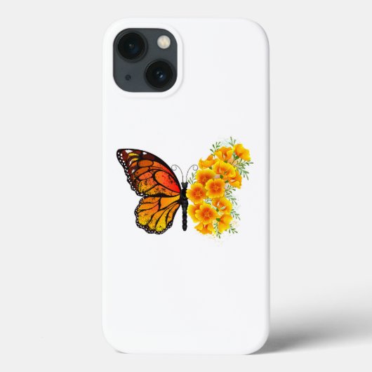 Bloem vlinder met gele Californische pap Case-Mate iPhone Case (Achterkant)
