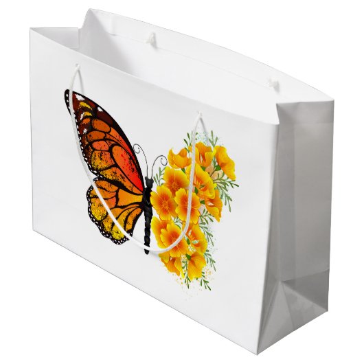 Bloem vlinder met gele Californische pap Groot Cadeauzakje (Achterkant Gekanteld)