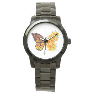 Bloem vlinder met gele Californische pap Horloge