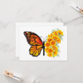 Bloem vlinder met gele Californische pap Kaart (Voorkant / Achterkant in situ)