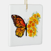 Bloem vlinder met gele Californische pap Keramisch Ornament (Rechts)