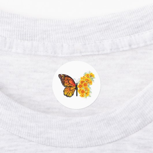 Bloem vlinder met gele Californische pap Labels (Aangebracht)
