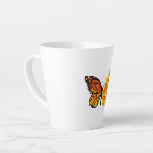 Bloem vlinder met gele Californische pap Latte Mok (Linkerhoek)