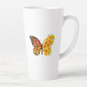 Bloem vlinder met gele Californische pap Latte Mok (Rechts)